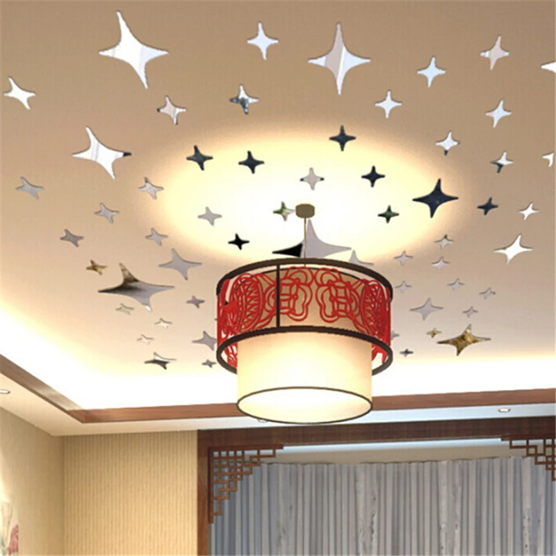 Акриловые зеркальные наклейки на стену 39 звезд европейские креативные Съемные 3D