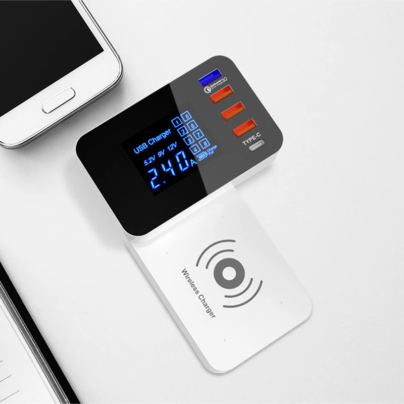 QI Беспроводное зарядное устройство Quick Charge 3 0 Smart USB Type C концентратор светодиодный