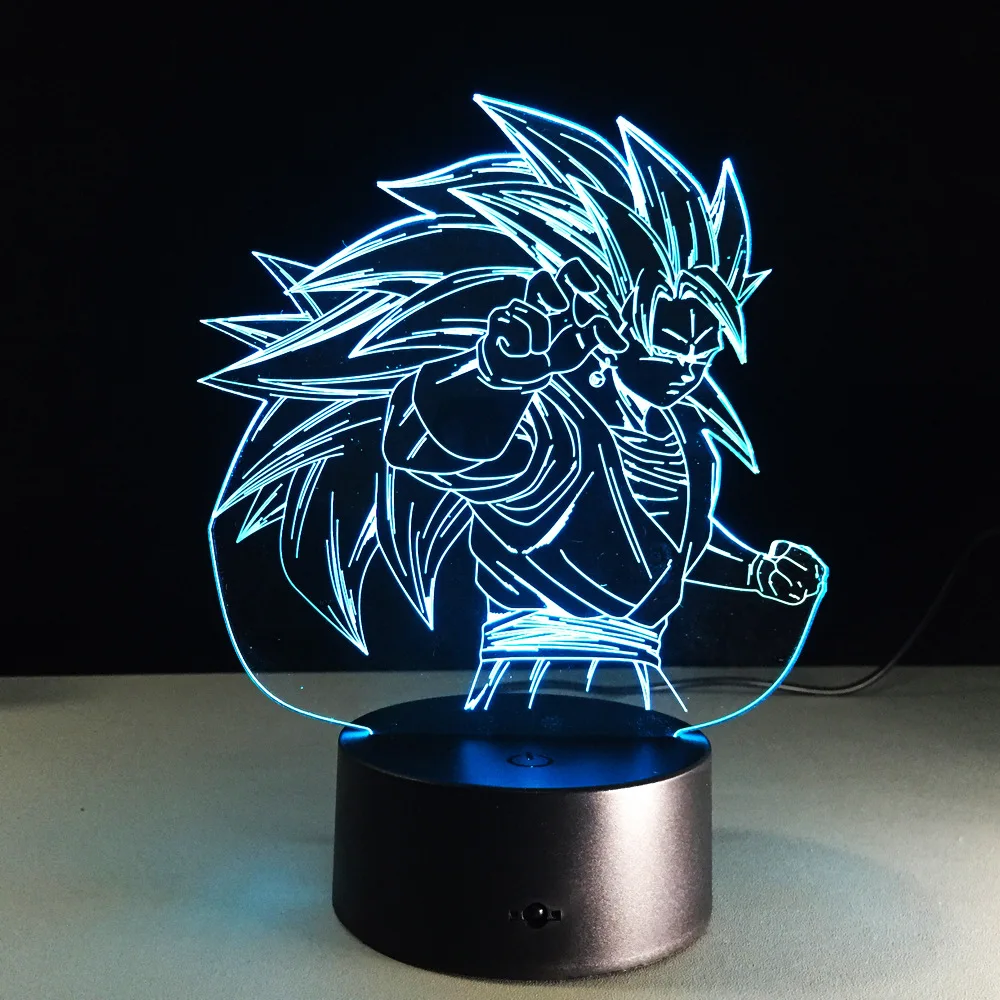 Рисунок 3D светодиодный Ночной светильник с изображением Сон Гоку Супер Saiyan 3