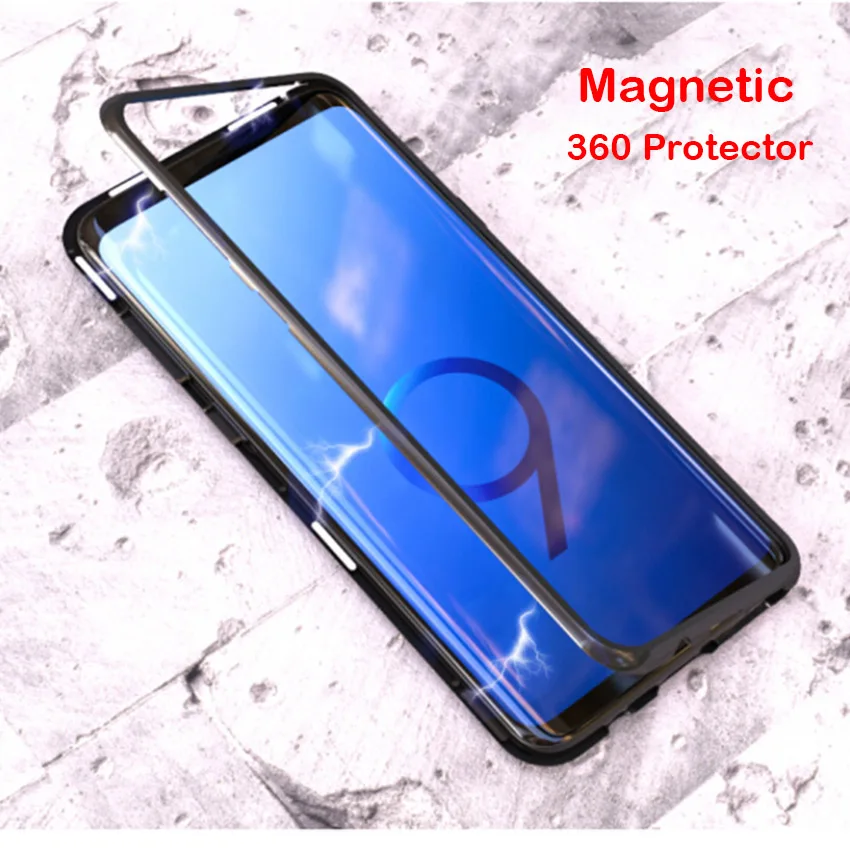 Магнитный чехол-бампер для Samsung Galaxy S8 S9 Plus Note 8 S7 Edge задняя крышка из закаленного