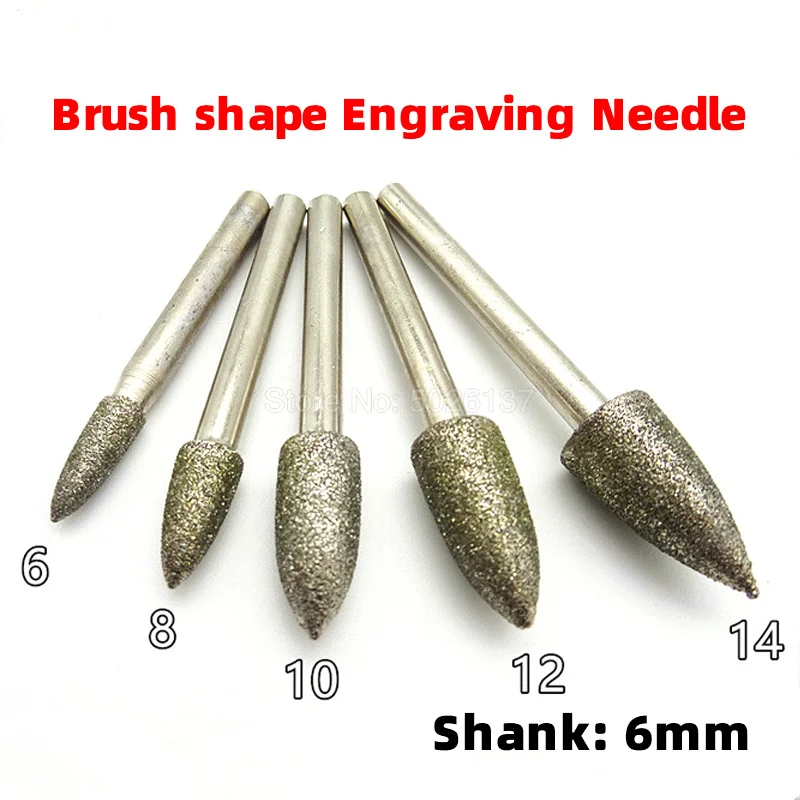 

1PCs 6mm Shank Diamond Grinding Head Bullet Coated Mounted Bit Burrs For Jade Metal Stone Rotary Tool Accessories Burr Bit