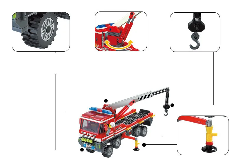 Просвещения Building Block Пожарная служба All-Terrain своих лодки Carrier грузовик 3 пожарный