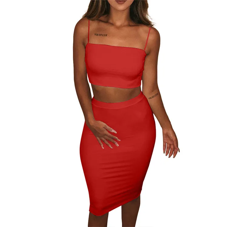 Узкие и сексуальными тоненькими лямками комплект: укороченный топ юбка для Для