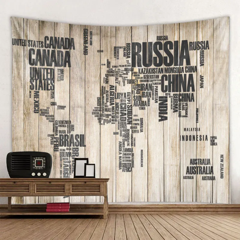 Деревянная доска карта листья Печатные большие стены гобелен дешевая настенная