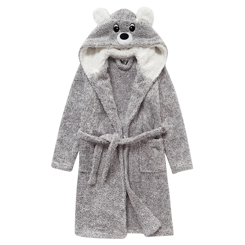 gray Bathrobe Детский банный халат; однотонные толстовки с героями мультфильмов; одежда для сна для девочек; банные полотенца; детский Мягкий банный халат; пижамы; От 4 до 13 лет; детская одежда - Цвет: gray Bathrobe