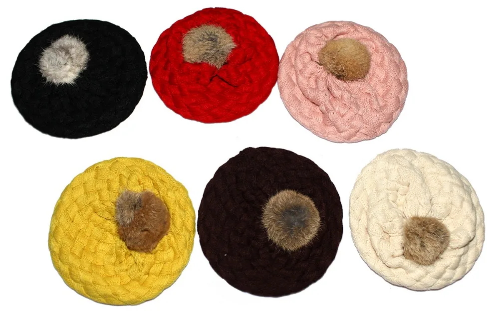 

Baby hats Pom poms pink knit hat girls boys beanie winter toddler kids boy girl faux warm crochet cap 5M-5years children's