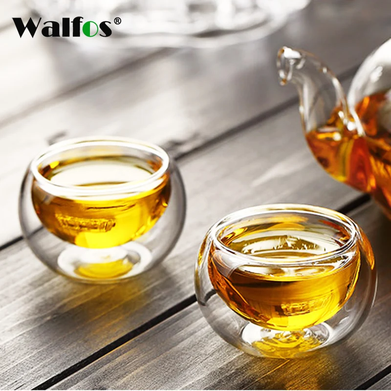 Элегантная прозрачная Питьевая чашка WALFOS 50 мл термостойкая двухслойная чайная