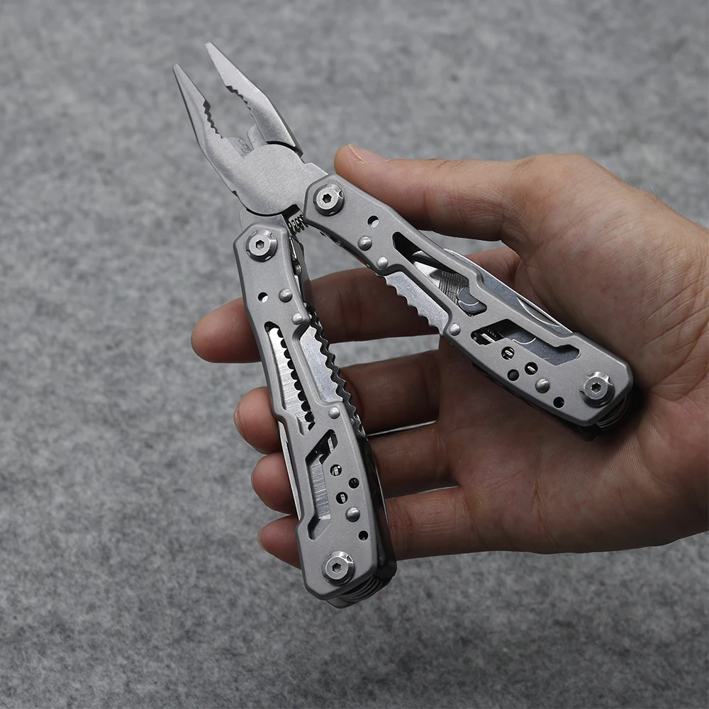 Серебряный Мультитул, карманные складные плоскогубцы, Походный нож для выживания, многофункциональный инструмент, плоскогубцы, консервированные, для улицы, EDC, ручные инструменты XK02S