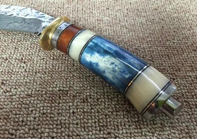 Коллекция дамасских охотничьих фиксированных ножей походный тактический нож