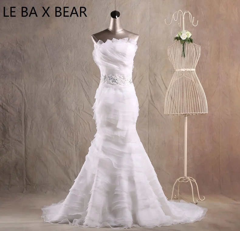 LE BA X BEAR плюс размер мягкие свадебные платья халат de Mariage развертки Поезд