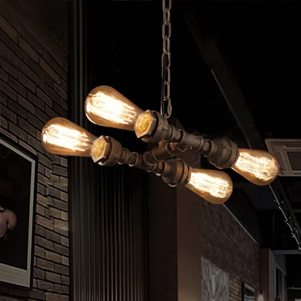 Ржавчина 4 головки водопровод стимпанк винтажные подвесные светильники столовая
