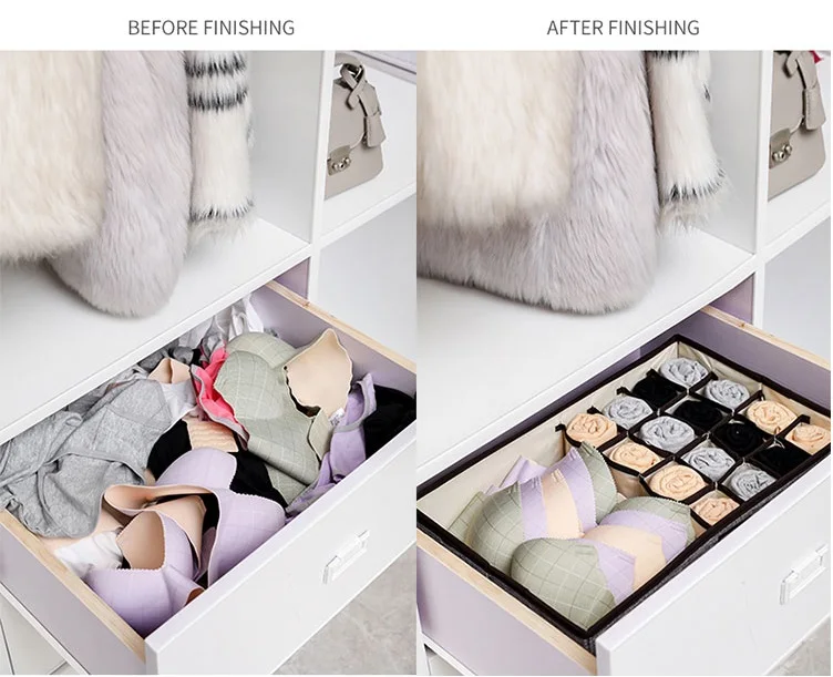 

AIBOULLY Underwear Storage Box For Ties Socks Shorts Bra Underwear Organizer Divider Drawer Lidded Closet Organizer