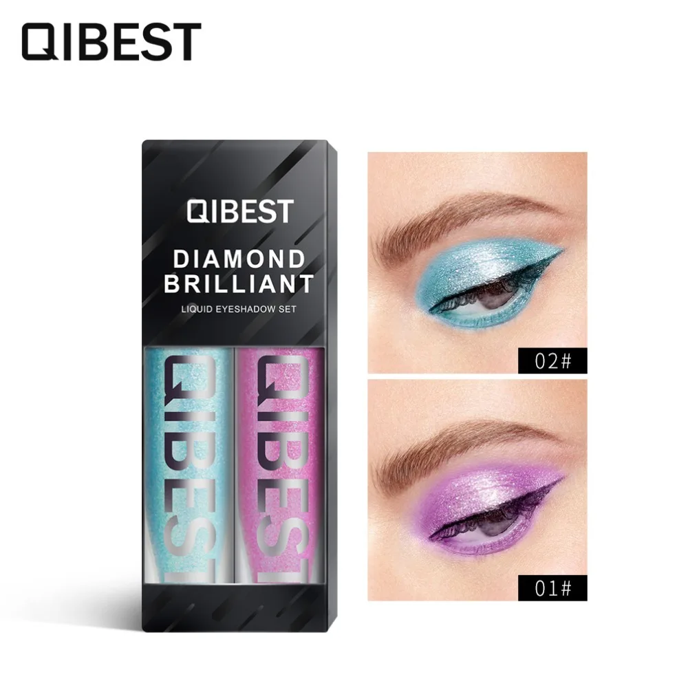 Qibest 2 шт./компл. Жидкий блеск Тени для век Водонепроницаемый макияж Diamond 3D