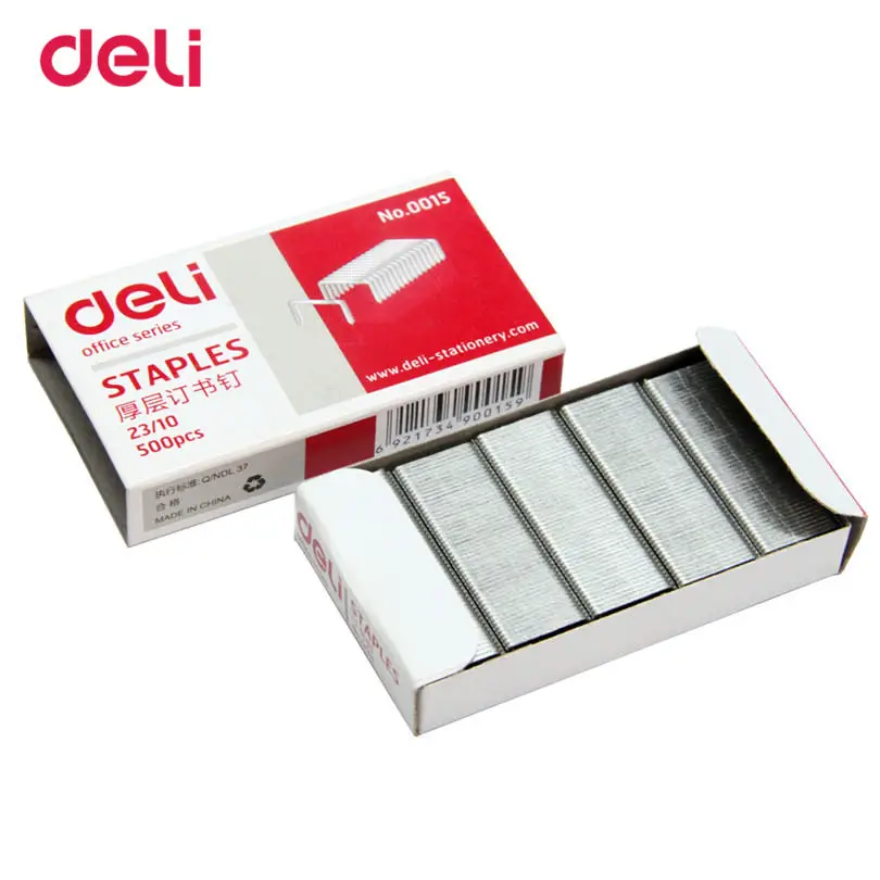 

12mm hight staples crwon nails for deli Officel Metal Standards Hot Sale Staples 23/10 Size Silver 500pcs A Box Normal Staple