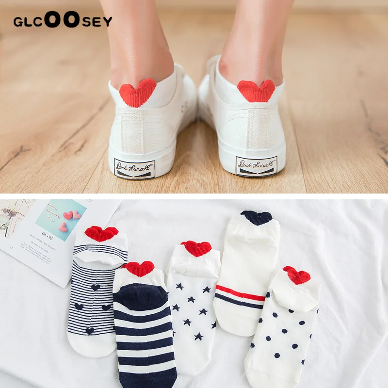 Женские хлопковые носки 5 пар короткие с милым розовым котом повседневные