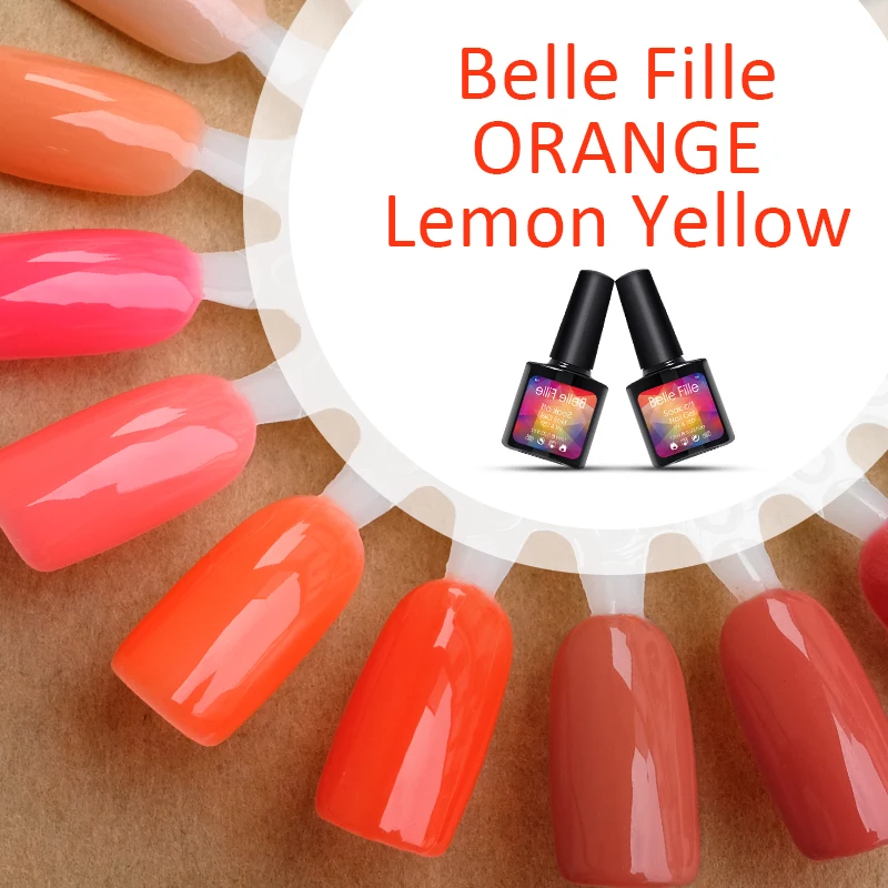 Belle Fille оранжевый гель для ногтей Лимон Апельсин УФ нужна Базовая рубашка и