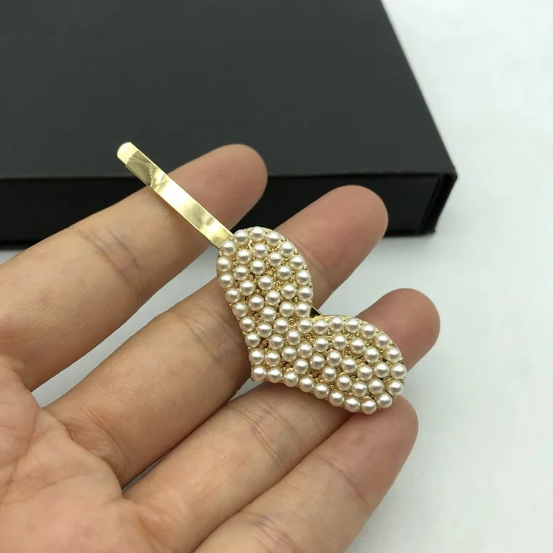 

F.J4Z Hot Acrylic Waterdrop Hair Clips Women Luxury Simulated Pearl Flower Heart Hairpins Jewelry Accessories Palillos del pelo