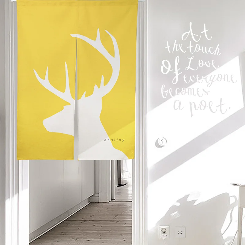Скандинавские желтые геометрические занавески Hello Deer для кухни кафе учебы