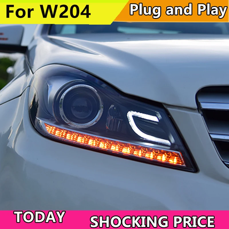 Car headlight For Benz W204 headlights 2011-2013 C180 C200 C260 led headlight led drl H7 hid Bi-Xenon Lens low beam Front light