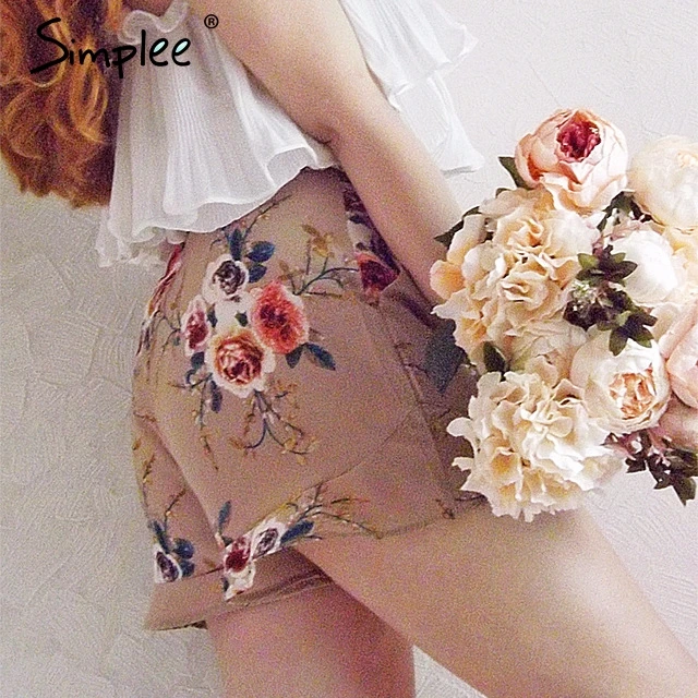 Шорты с цветочным принтом Simplee женские летняя пляжная на кулиске бантом ремне