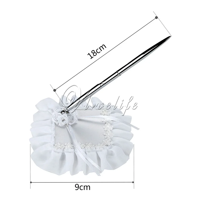 Свадебный набор ручек и с белыми атласными лентами кружевные розы цветы
