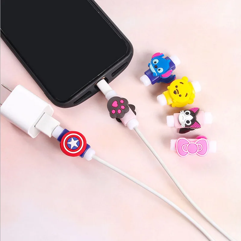 Милый мультфильм USB зарядное устройство для сматывания кабеля защитный чехол для наушников шнур рукав провода крышка линии передачи данных протектор для iphone 7 8 плюс