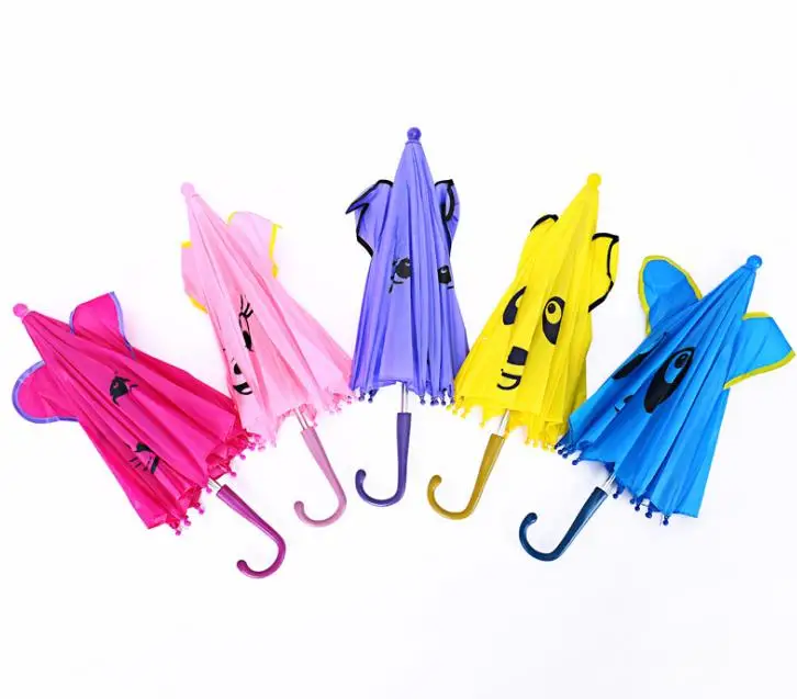 

Kids Rain Umbrella Cartoon Panda Fox Child Animal Ear Umbrellas 1-3 Y 4-7Y Colorful