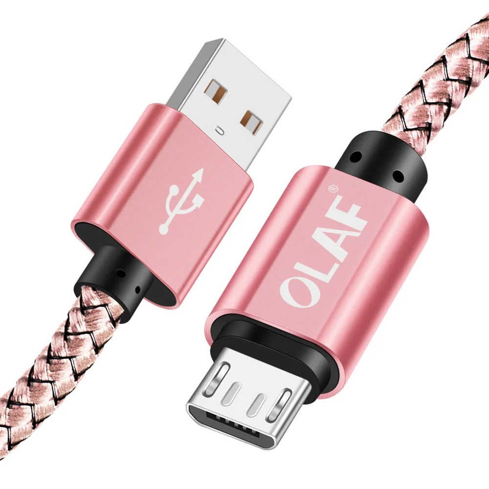 rose gold 1 м/2 м Micro USB кабель 2A Быстрая зарядка нейлон USB синхронизация данных мобильный телефон Android адаптер зарядное устройство кабель для samsung sony htc LG - Цвет: rose gold