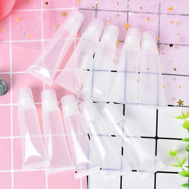 

10pcs/lot DIY Empty Lipstick Tube Lip Balm Soft Tube Makeup Squeeze Clear Lip Gloss Container Refillable Makeup Bottle