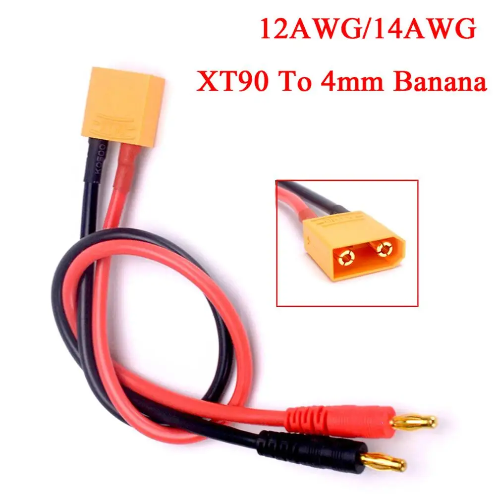 

Зарядный кабель с банановыми штекерами XT90-4 мм, 40 см, 12AWG/14AWG для imax B6