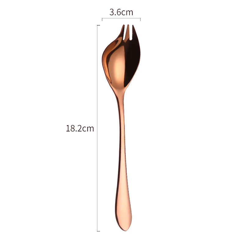 Rose Gold Tofok Многофункциональный Салат ок вилка ложка из нержавеющей стали кофе перемешать ложка для лапши сервировка десерта Бар Инструмент кухонная посуда - Цвет: Rose Gold
