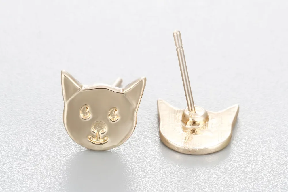 2017 новое поступление серьги гвоздики Happy Cat Bamboo Изящные Ювелирные изделия с милым