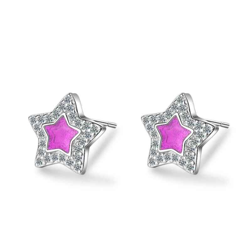 

WYEAIIR Fashion Korea Stars Sweet Rhinestone Zircon Temperament Cute Art 925 Sterling Silver Female Stud Earrings