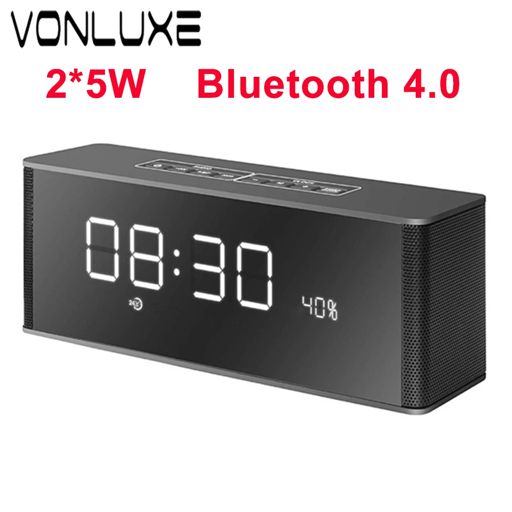 Портативный Bluetooth Динамик 10 Вт kalonki со светодиодной Дисплей fm Радио будильник MIC