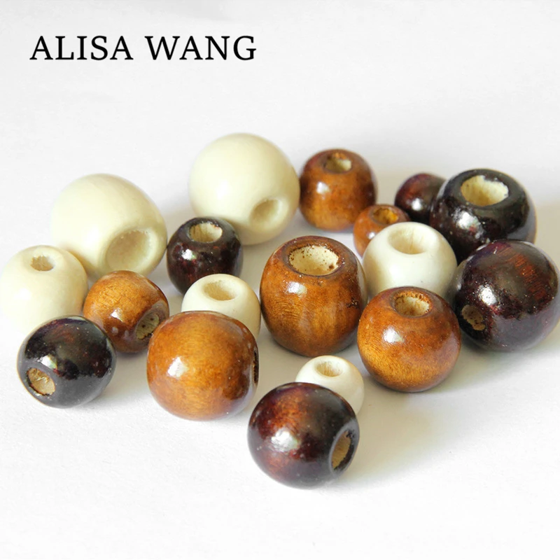 Бусины из натурального дерева ручной работы для изготовления браслетов ожерелий