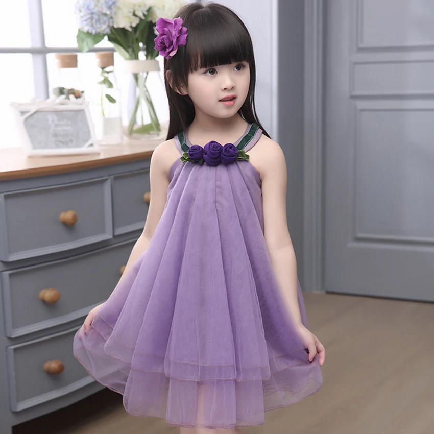 Платье с цветочным узором для девочек вечерние летние платья маленьких на