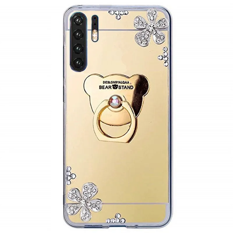 Для Huawei P30 Pro P Smart 2019 чехол с зеркальным кольцом и блестящим держателем для