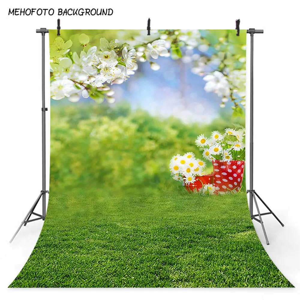 Фон для фотосъемки Mehofoto с весенним пейзажем зеленая трава боке фон фотостудии