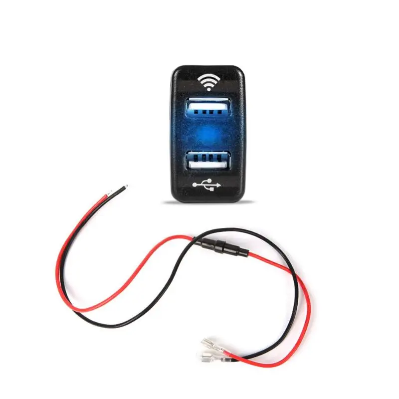 Синий 40x22 мм Bluetooth gps локатор 12V 24V двойной Переходник USB для зарядки в машине для Toyota - Название цвета: Синий