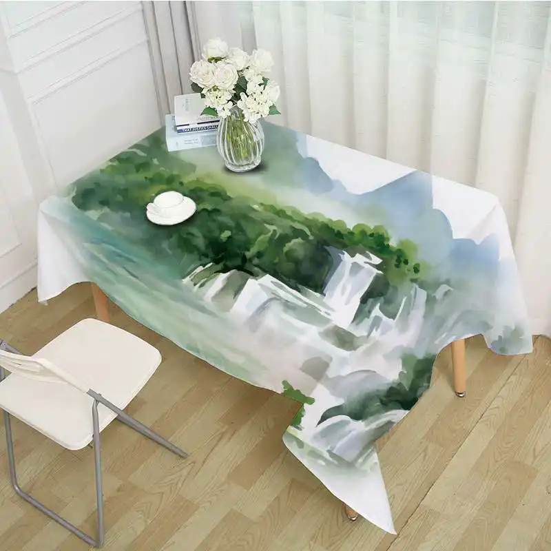 Полиэфирная машинная моющаяся скатерть для стола дышащая удобная прямоугольная