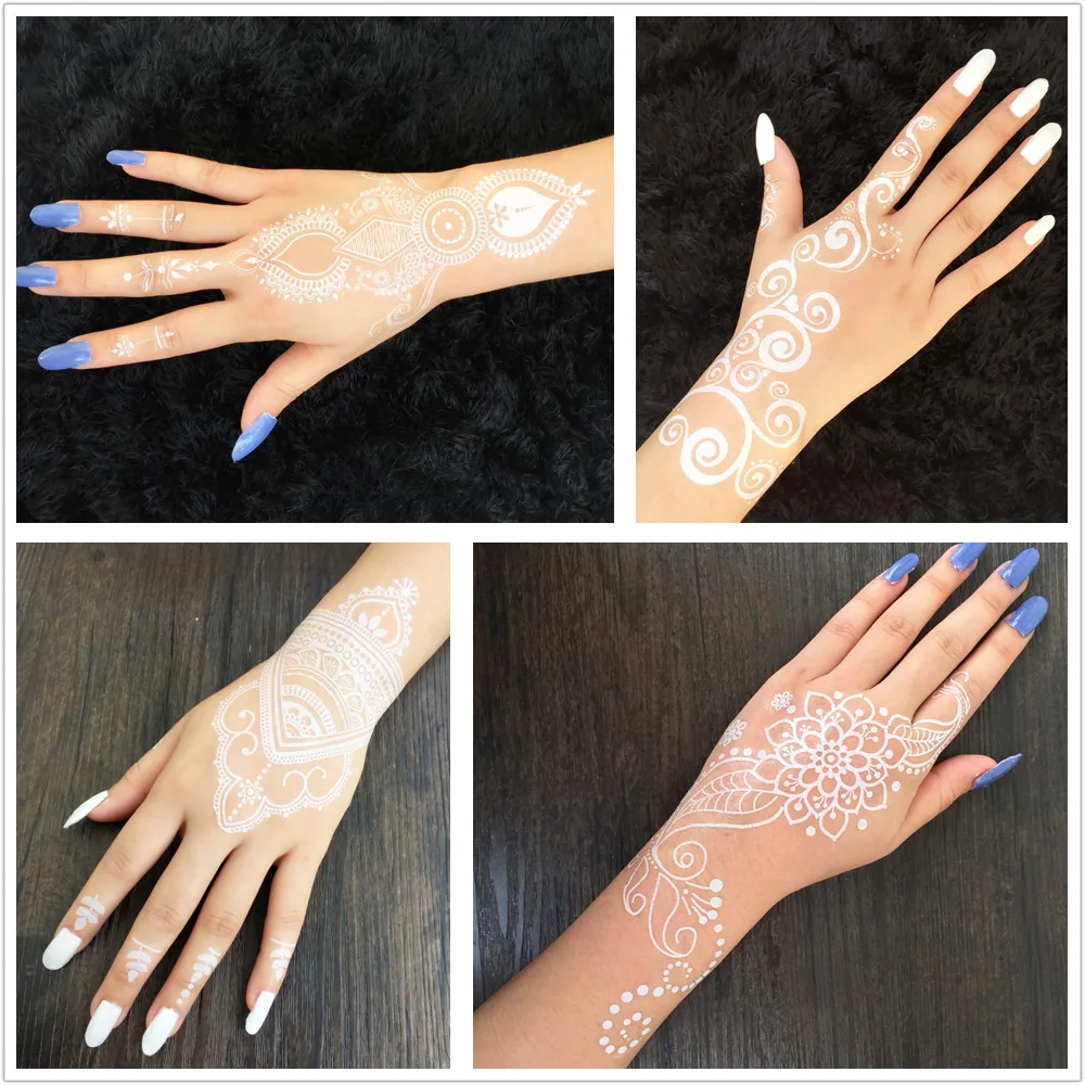 8 шт./лот тату из белой хны временная татуировка роскошные сексуальные украшения