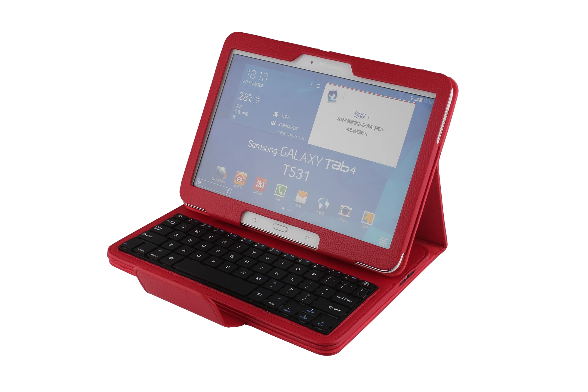 Съемный беспроводной чехол с клавиатурой Bluetooth для Samsung Galaxy Tab 4 10 1 T530 узором Личи