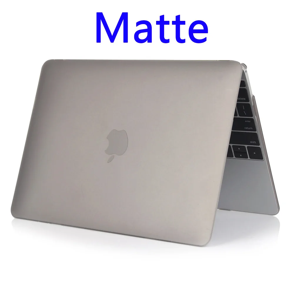 Matte gray Матовый чехол для ноутбука Apple Macbook Air Pro retina 11, 12, 13, 15, сумки для Mac book New Pro 13,3, 15,4 дюймов, сенсорная панель, чехол для клавиатуры - Цвет: Matte gray