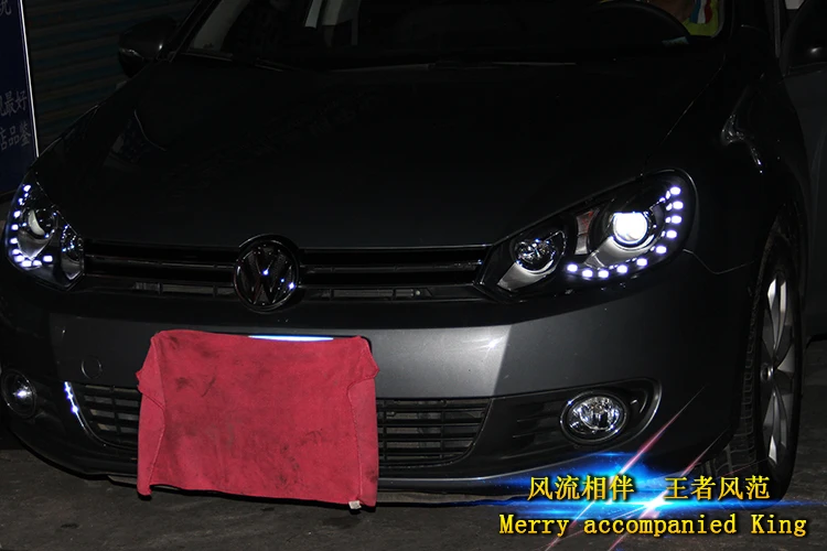 2010-2013 для vw golf GTI фары для автомобиля Стайлинг для vw golf 6 GTI DRL светодиодный слеза глаза би ксеноновые линзы светодиодные лампы для парковки