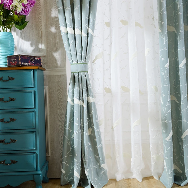 Занавеска с вышитой птицей 2*2 6 м 3d занавеска шерстяные жаккардовые занавески