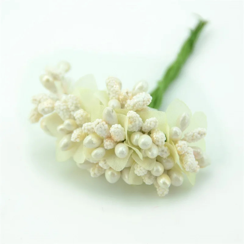 Milk white 10 шт. шелковая искусственная тычинка колус бутон ягода цветок букет Stamen для свадебного украшения DIY искусственный цветок для альбомов - Цвет: Milk white