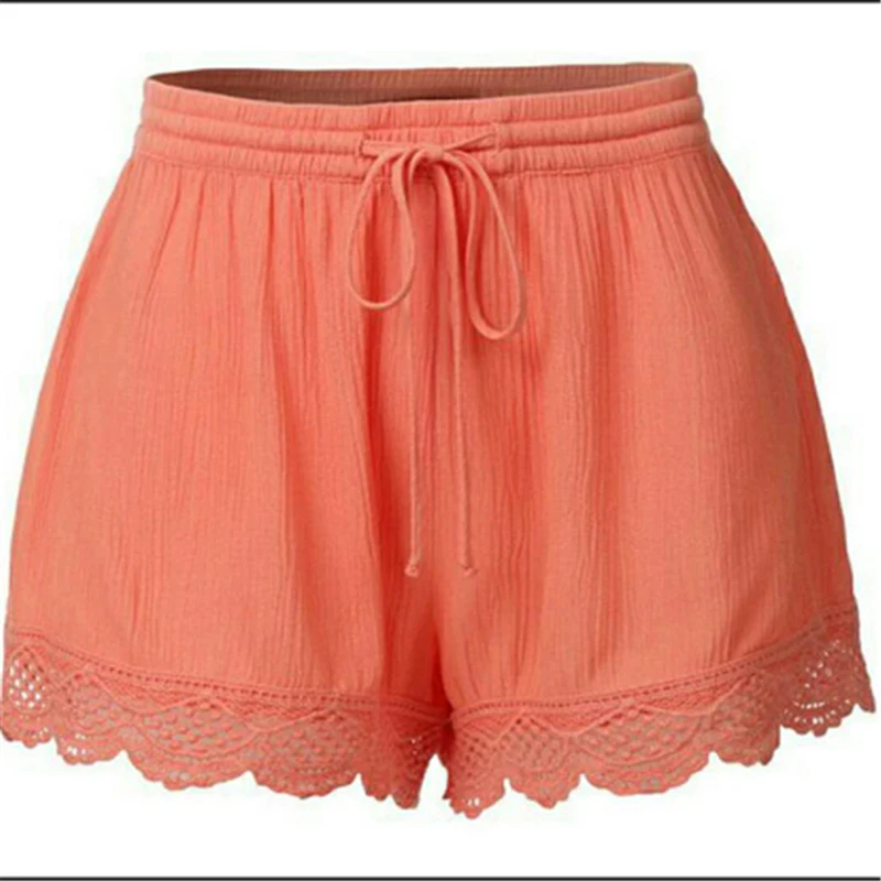 Women Shorts Summer New Beach Lace Rope Tie Shorts Soft Skinny Sport Trousers for Female Lady Solid Casual Shorts