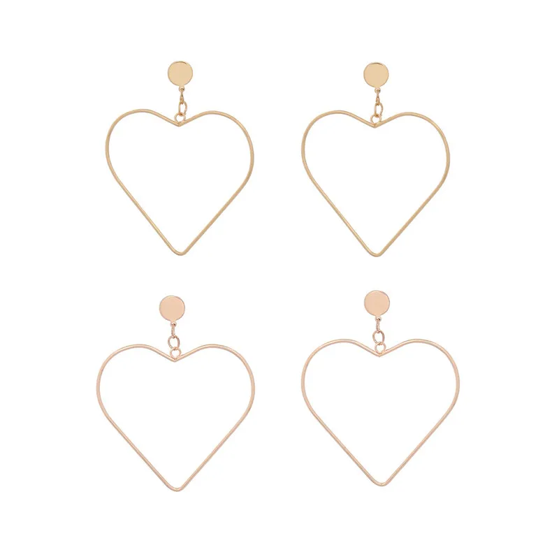 Шикарные серьги-гвоздики с большим сердцем для женщин винтажные металлические