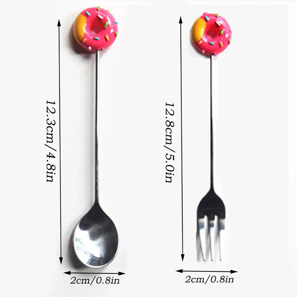 2 шт./компл. пончики ложки Кошка и вилки набор из нержавеющей стали столовых