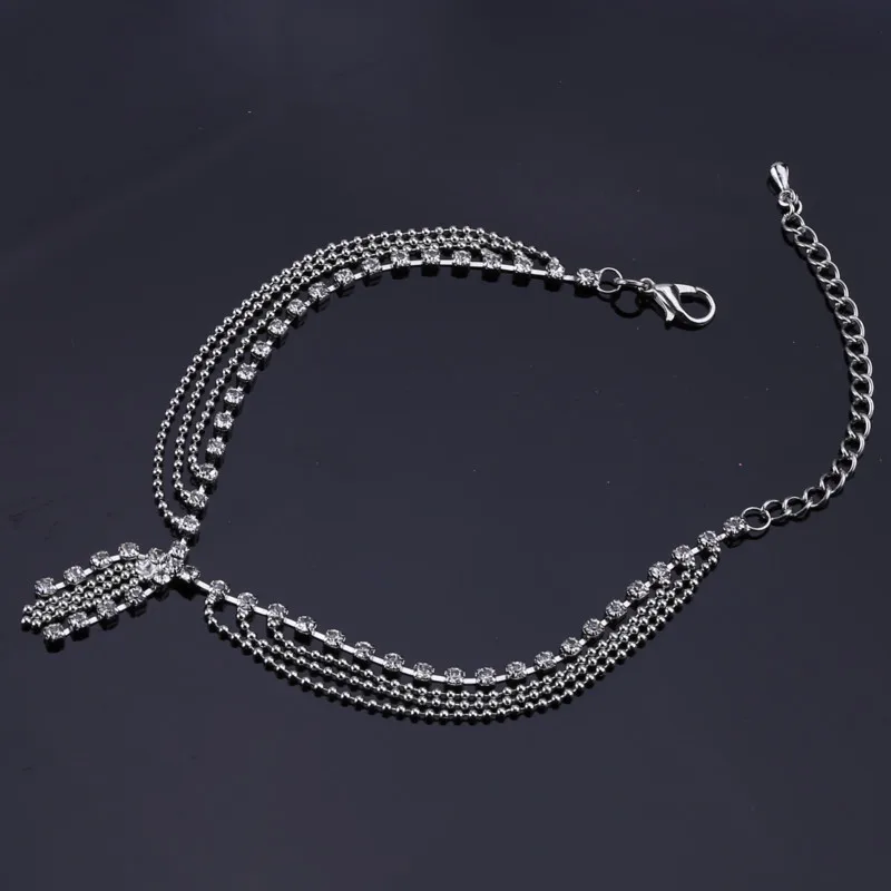 6 шт./лот модный металлический браслет на лодыжку со стразами и цепочкой|fashion